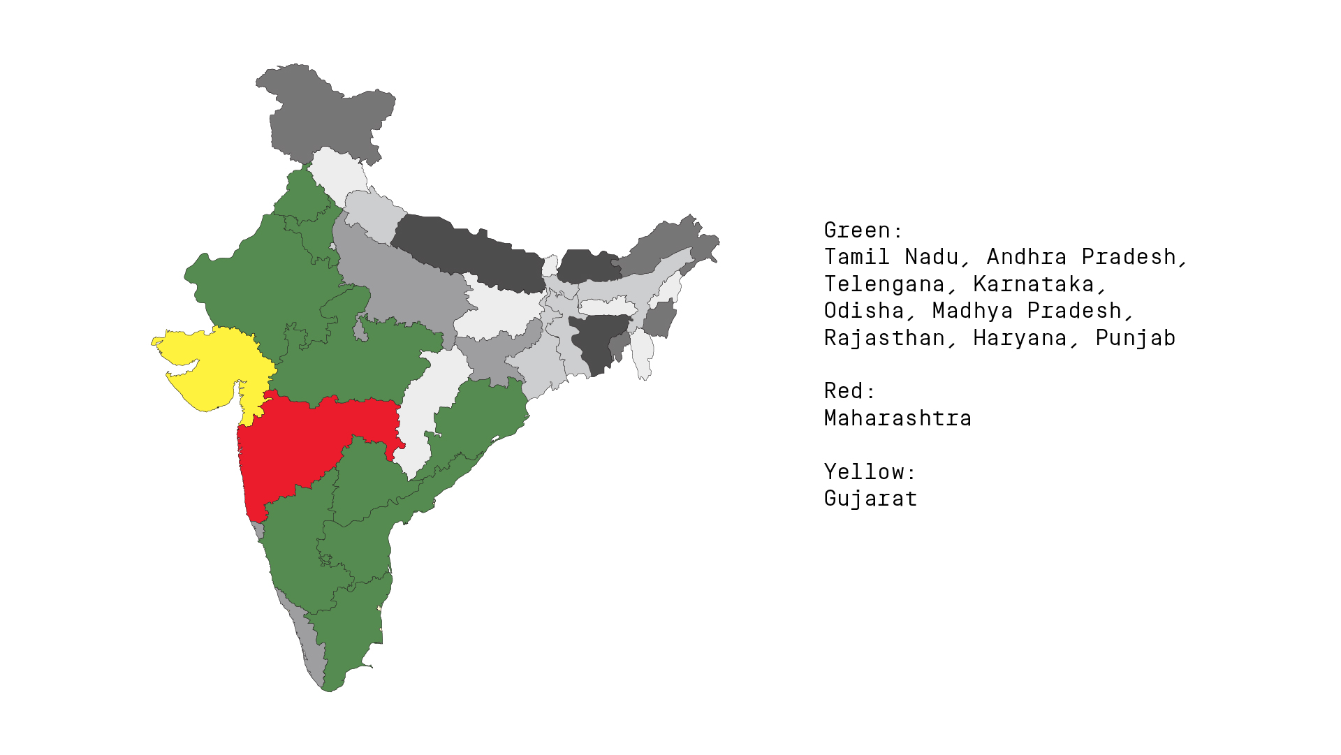 Map of India showing cotton cultivation in different states