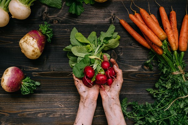 A table with vegetables