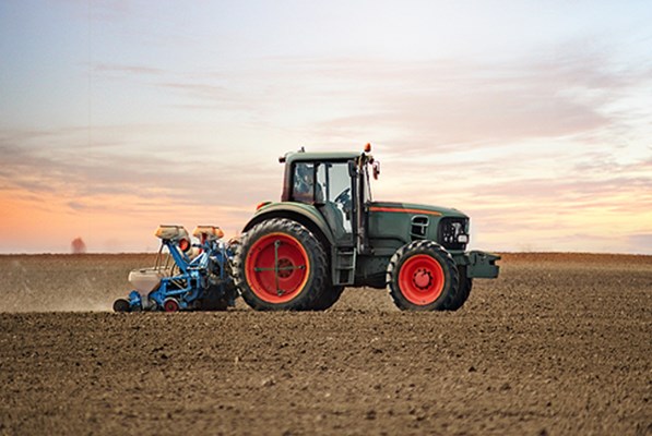 Tractor in an empty field