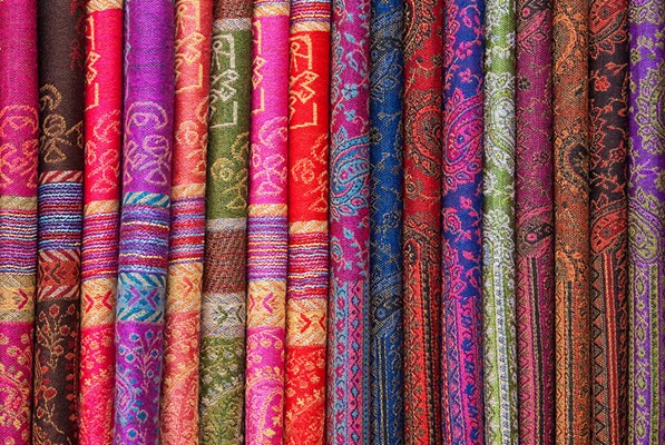 Rolls of colorful fabric