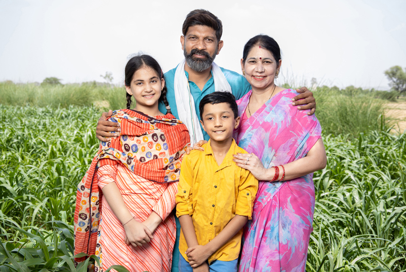 Family in a field