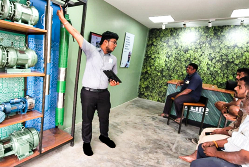 Taro Pumps sales manager explaining Taro products to mechanics
