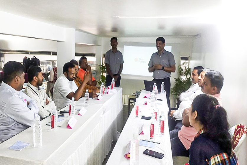 Taro Pumps sales manager conducting product promotion