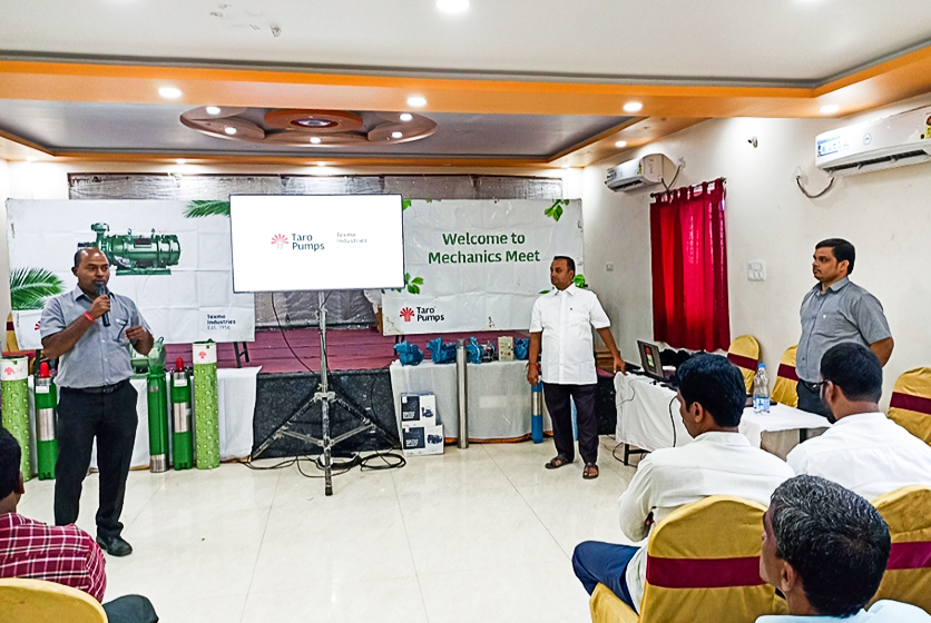 Taro Pumps sales manager conducting mechanics meet