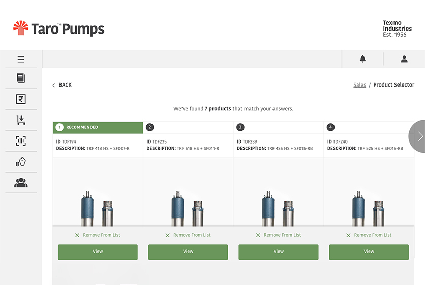 Taro Pumps digital pump selection steps