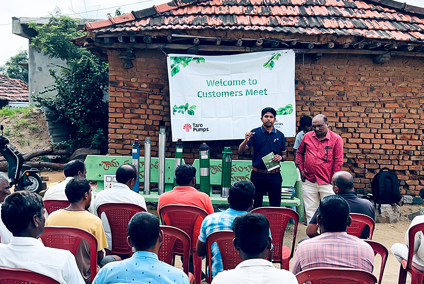 Taro Pumps manager conducting customers meet