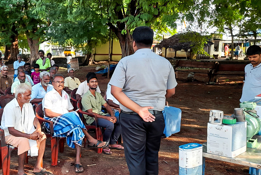 Taro Pumps manager conducting customers meet