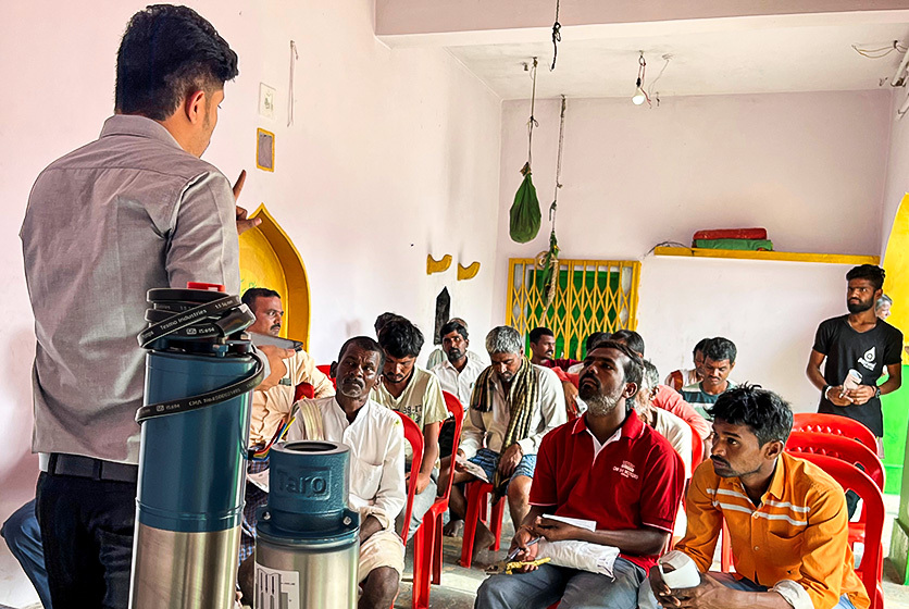 Taro Pumps manager conducting customers meet
