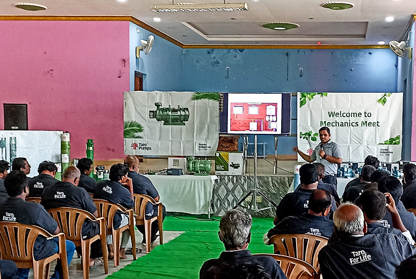 Taro Pumps manager conducting mechanics meet