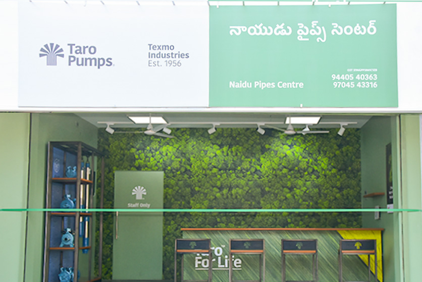 Taro Pumps dealer Naidu Pipes Centre Launch front view