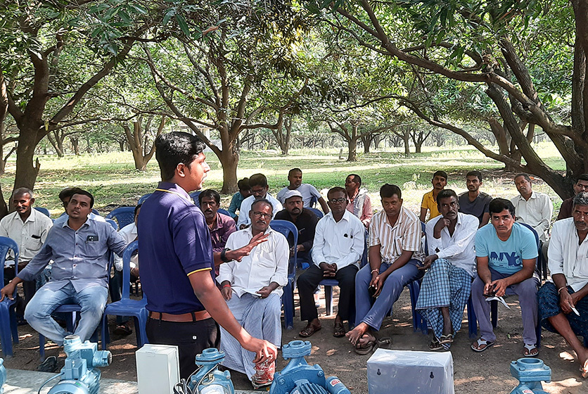 Taro Pumps manager conducting customers meet