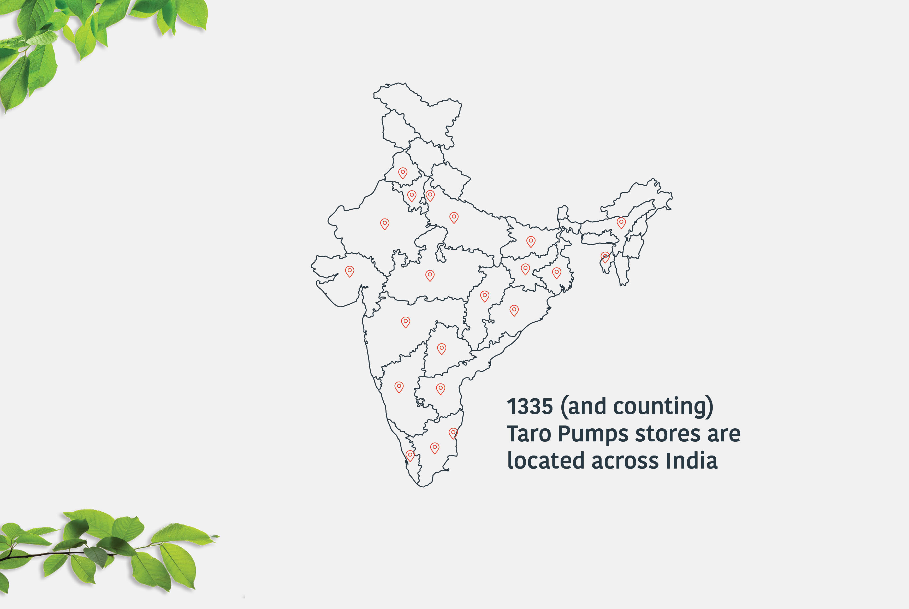 Map showing Taro Pumps stores across India