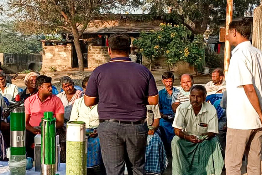 Taro Pumps manager conducting customers meet