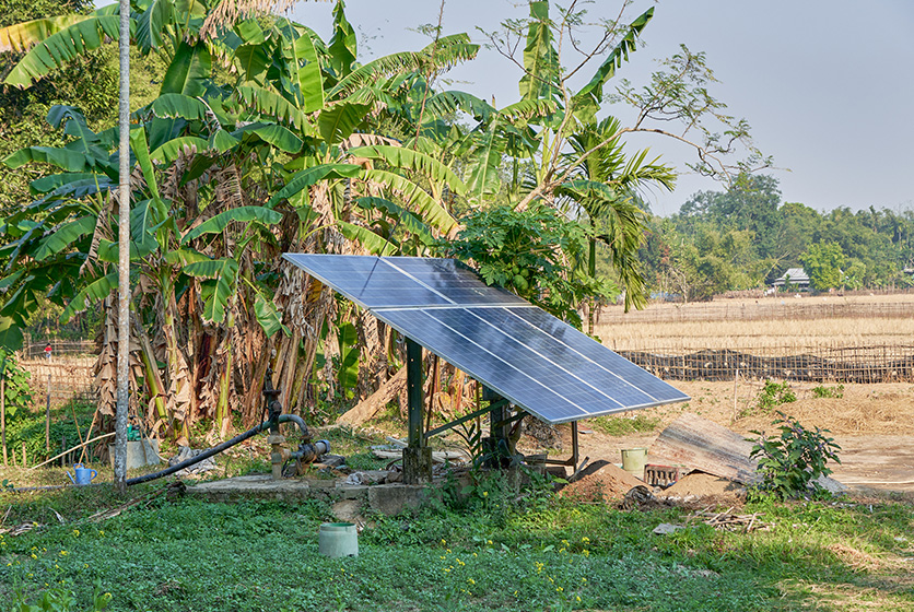 Solar powered water pump used for field irrigation