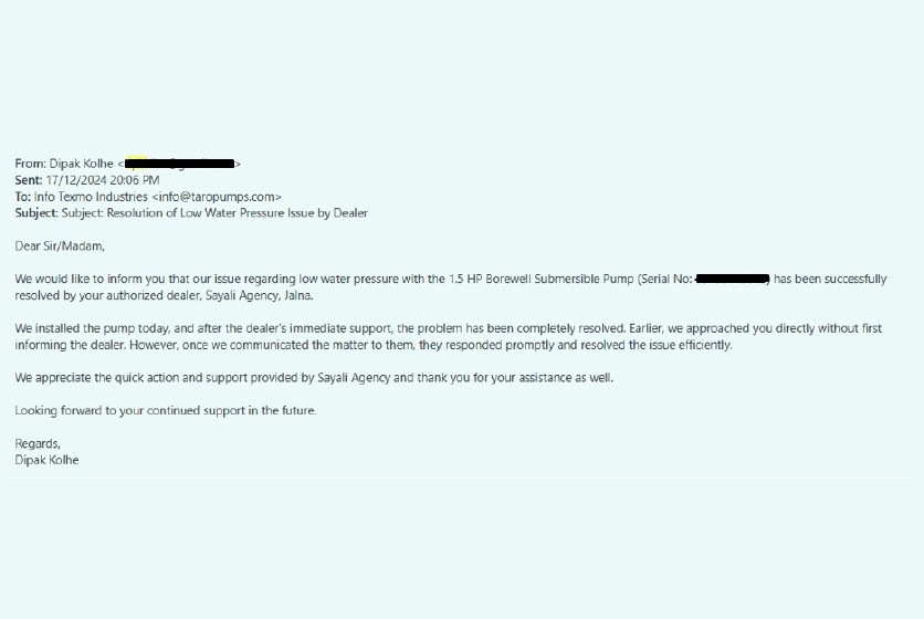Taro Pumps Customer Feedback