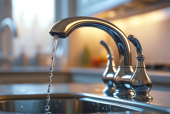 Water flowing from a tap faucet