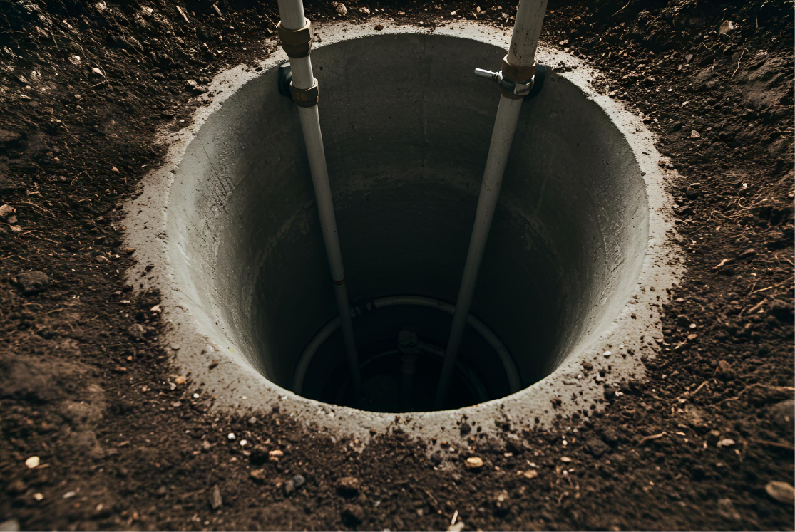 New concrete well installation